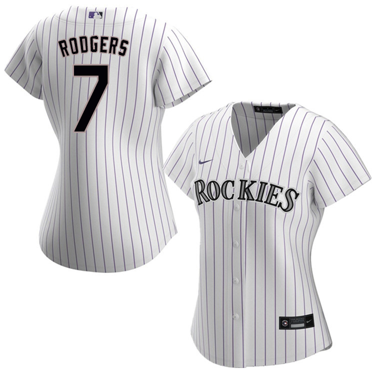 Nike Women #7 Brendan Rodgers Colorado Rockies Baseball Jerseys Sale-White - Click Image to Close